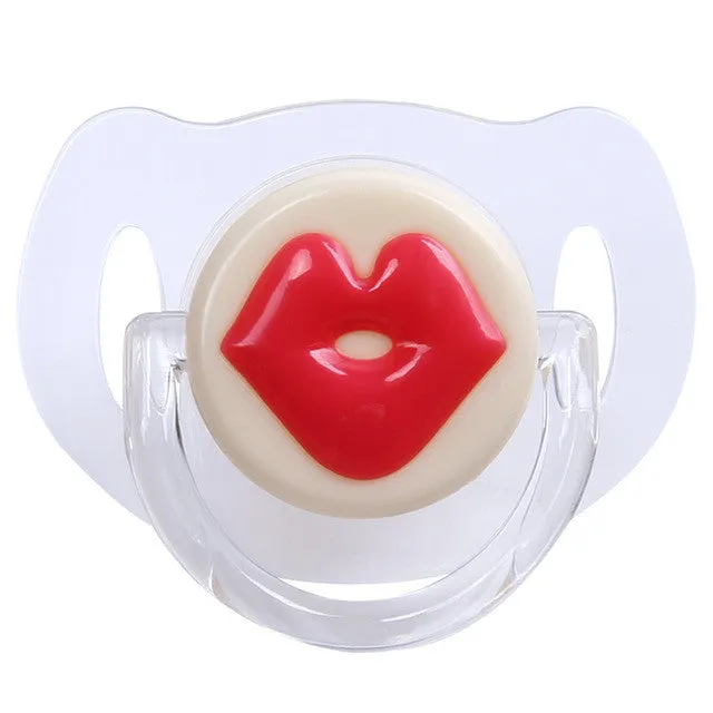 1PC Baby Red Lips Kisses Pacifiers Silicone Silicone Funny Nipple Joke Prank  Toddler Teeth Soothers Pacifiers