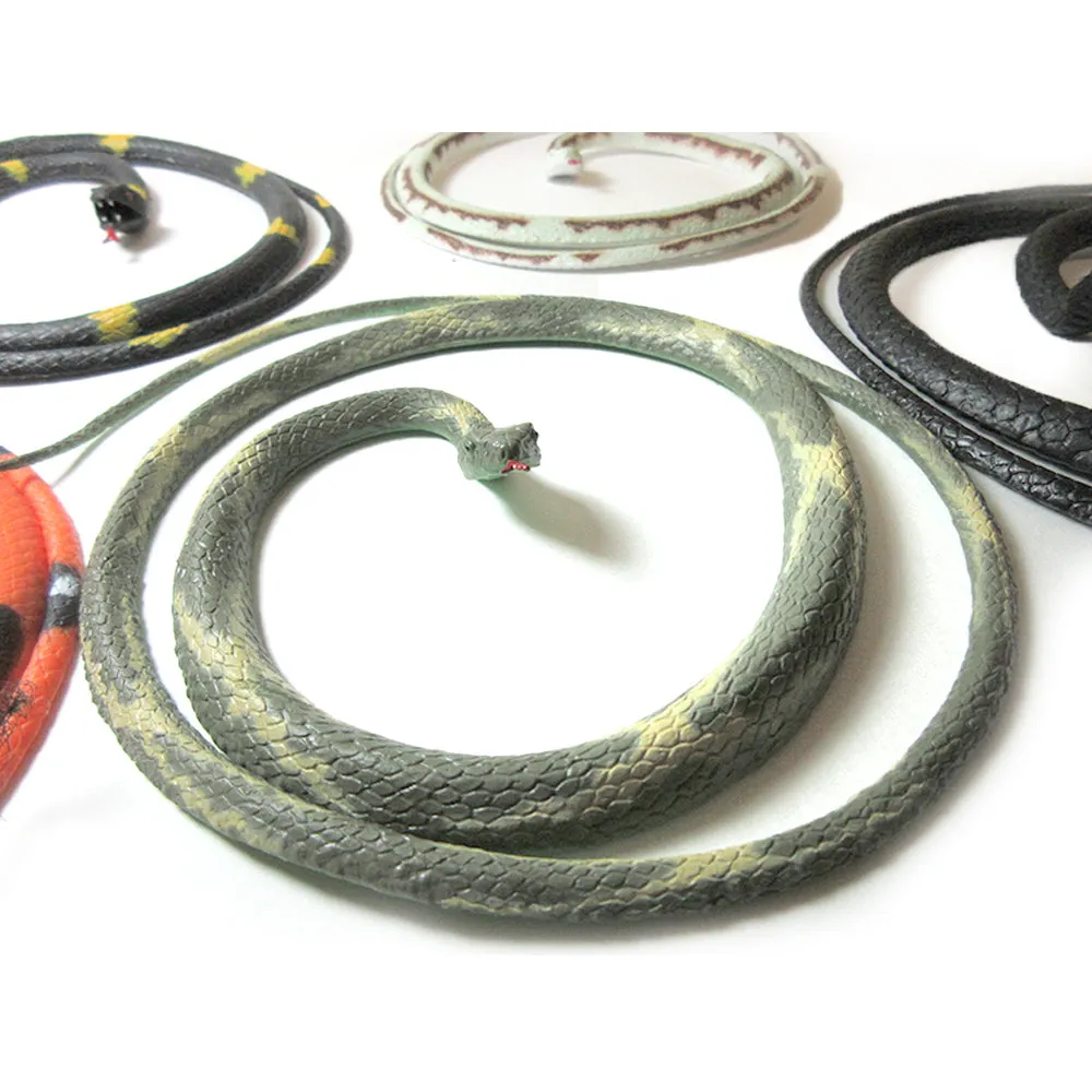 2 X Rubber Snake Realistic Toy Fake Safari Garden Joke Prank Soft Halloween Prop