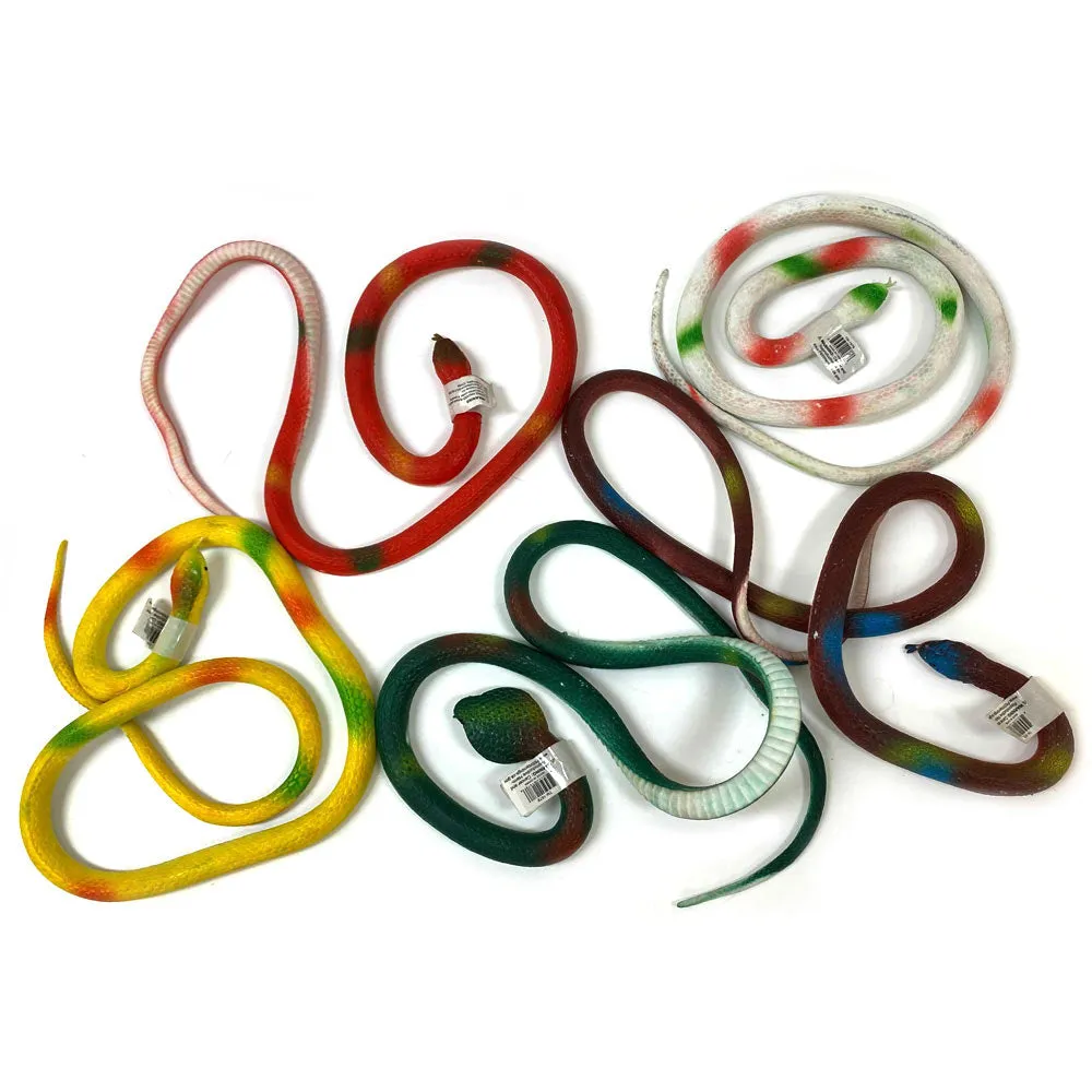 4 X Rubber Snake Realistic Toy Fake Safari Garden Joke Prank Soft Halloween Prop