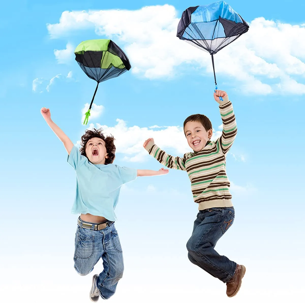 5Pcs Throw Parachute Army Flying Toy
