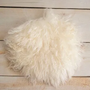 Babymoon (60CM) Round Wool Flokati Fur Blanket Photoshoot Props - White
