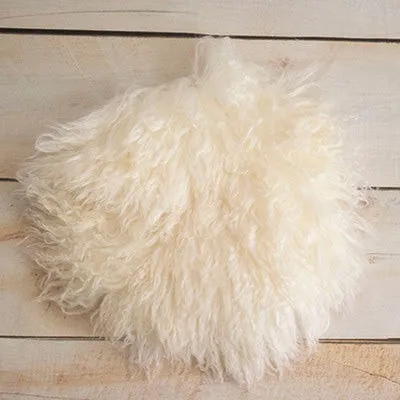 Babymoon (60CM) Round Wool Flokati Fur Blanket Photoshoot Props - White