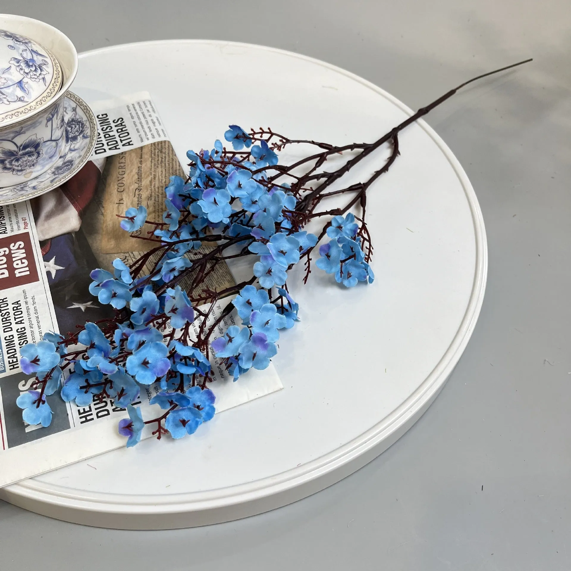 Babymoon Artificial Flowers | Silk Small Gypsophila | Home Decoration | Baby Photoshoot Props | Gift Set | Blue