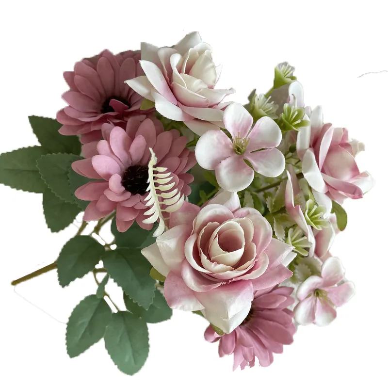 Babymoon Artificial Mix Flowers Bunch | 7 Head | Home Decoration | Baby Photoshoot Props | Gift Set | Pink