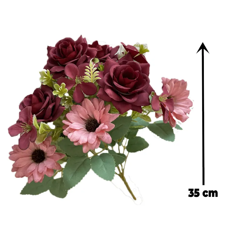 Babymoon Artificial Mix Flowers Bunch | 7 Head | Home Decoration | Baby Photoshoot Props | Gift Set | Pink