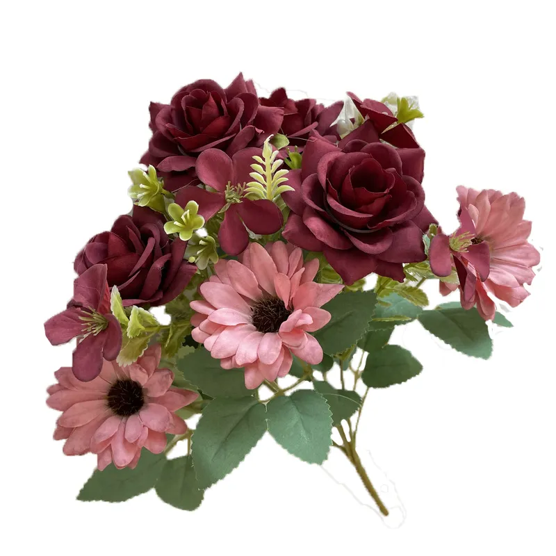 Babymoon Artificial Mix Flowers Bunch | 7 Head | Home Decoration | Baby Photoshoot Props | Gift Set | Pink