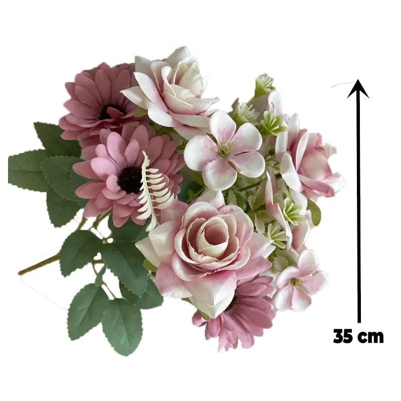 Babymoon Artificial Mix Flowers Bunch | 7 Head | Home Decoration | Baby Photoshoot Props | Gift Set | Pink