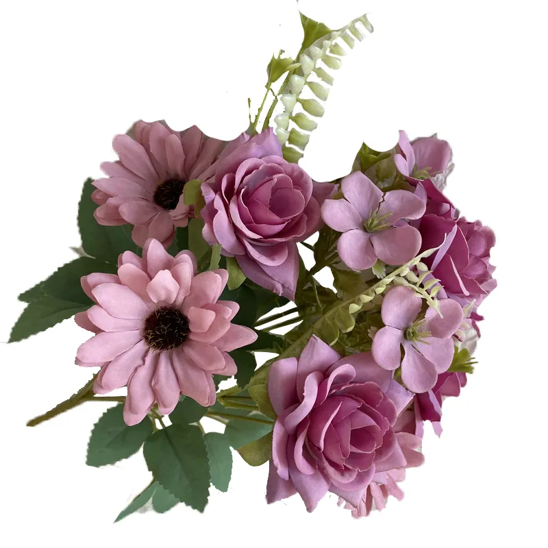 Babymoon Artificial Mix Flowers Bunch | 7 Head | Home Decoration | Baby Photoshoot Props | Gift Set | Pink
