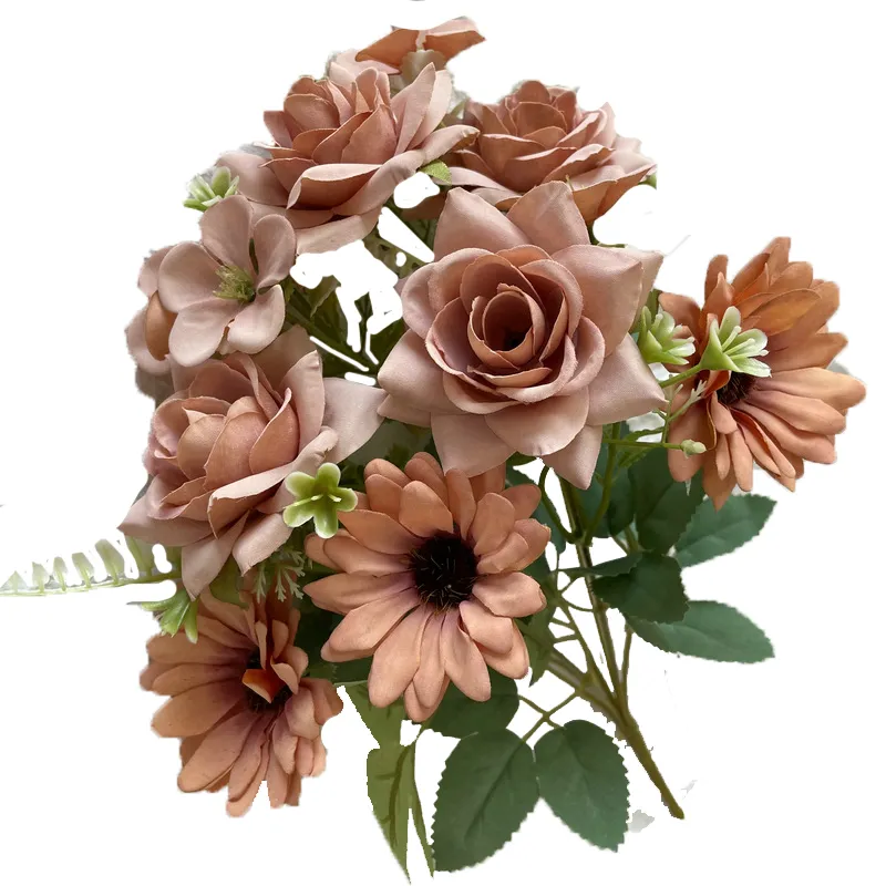 Babymoon Artificial Mix Flowers Bunch | 7 Head | Home Decoration | Baby Photoshoot Props | Gift Set | Pink