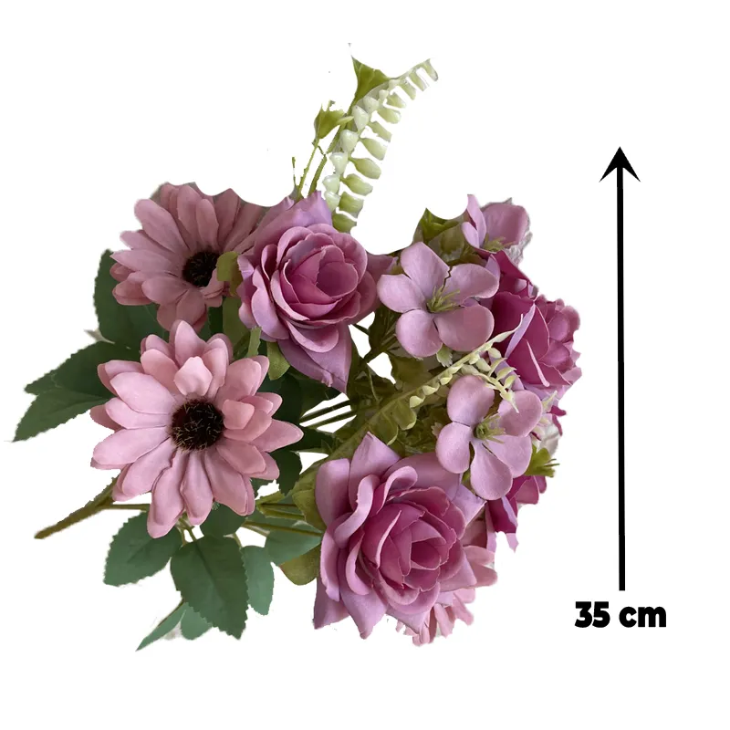Babymoon Artificial Mix Flowers Bunch | 7 Head | Home Decoration | Baby Photoshoot Props | Gift Set | Pink