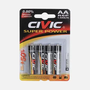 BATTERY R6P AA 4 PIECES/CARD