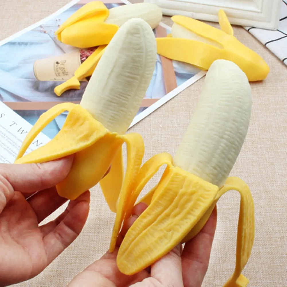 Cute Spoof Peeling Banana Squish Fidget Toys Antistress Stress Relief Decompress Squeeze Prank Tricks Kids Toy for Gifts