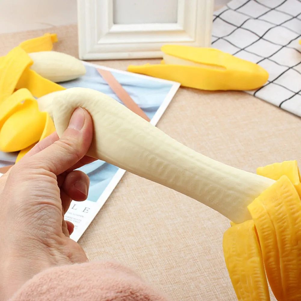 Cute Spoof Peeling Banana Squish Fidget Toys Antistress Stress Relief Decompress Squeeze Prank Tricks Kids Toy for Gifts