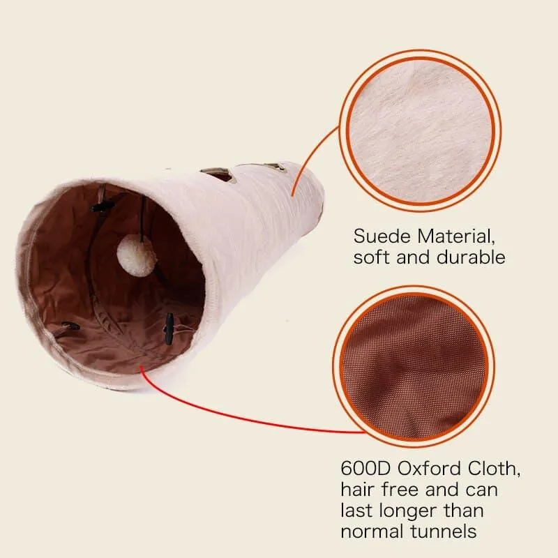Foldable Long Tunnel with Ball Toy for Cats