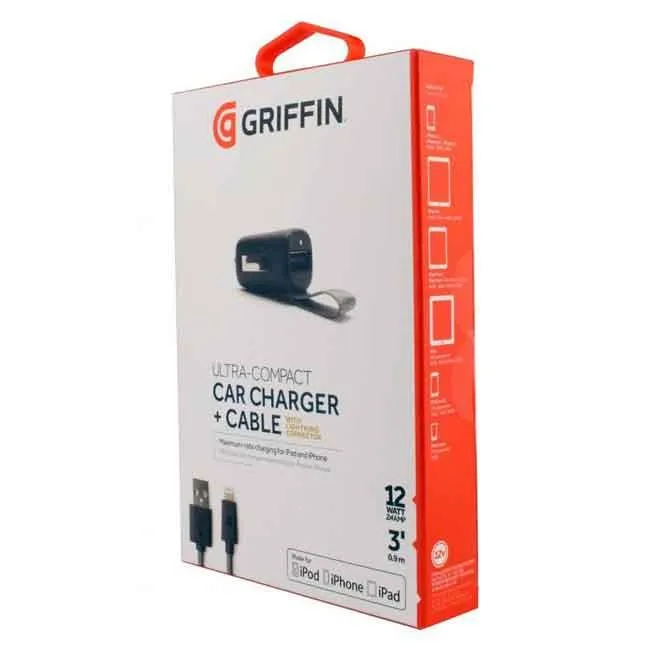 Griffin Ultra-Compact Car Charger   Cable Black