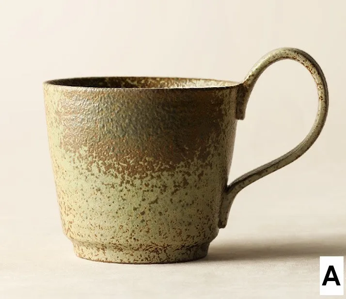 Large Modern Handmade Pottery Coffee Cup, Creative Brown Green Blue Ceramic Coffee Mugs, Large Unique Tea Cup, Large Capacity Coffee Cups