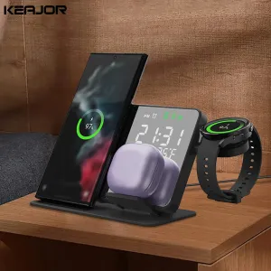 Samsung Galaxy Watch 6 5 Pro Fast 3 in 1 Wireless Charger Stand with Alarm Clock Feature Compatible with Galaxy S24 S23 S22