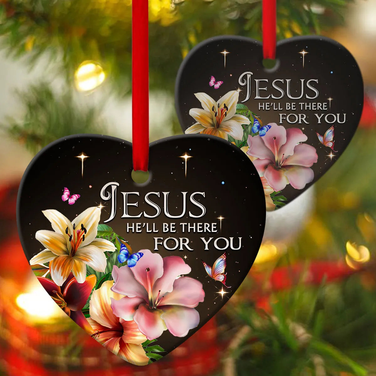 Special Christian Ceramic Heart Ornament - Jesus Is With You - Christian Gift For Friends - Unique Gifts