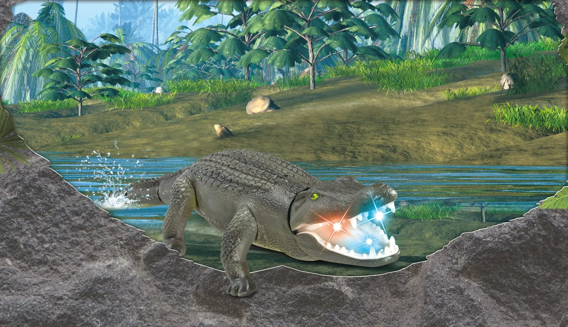 Top Race Remote Control Crocodile, Prank Crocodile RC Animal Toy, Looks Real Feels Real