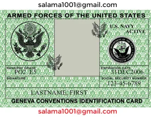 USA Military ID Template  PSD Photoshop File " edit by your info." PDF AND JPEG